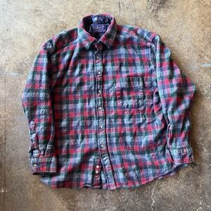 Pendleton Lodge Shirt‎ Virgin Wool Men's S/M Long Sleeve Button-Up Blue Red READ